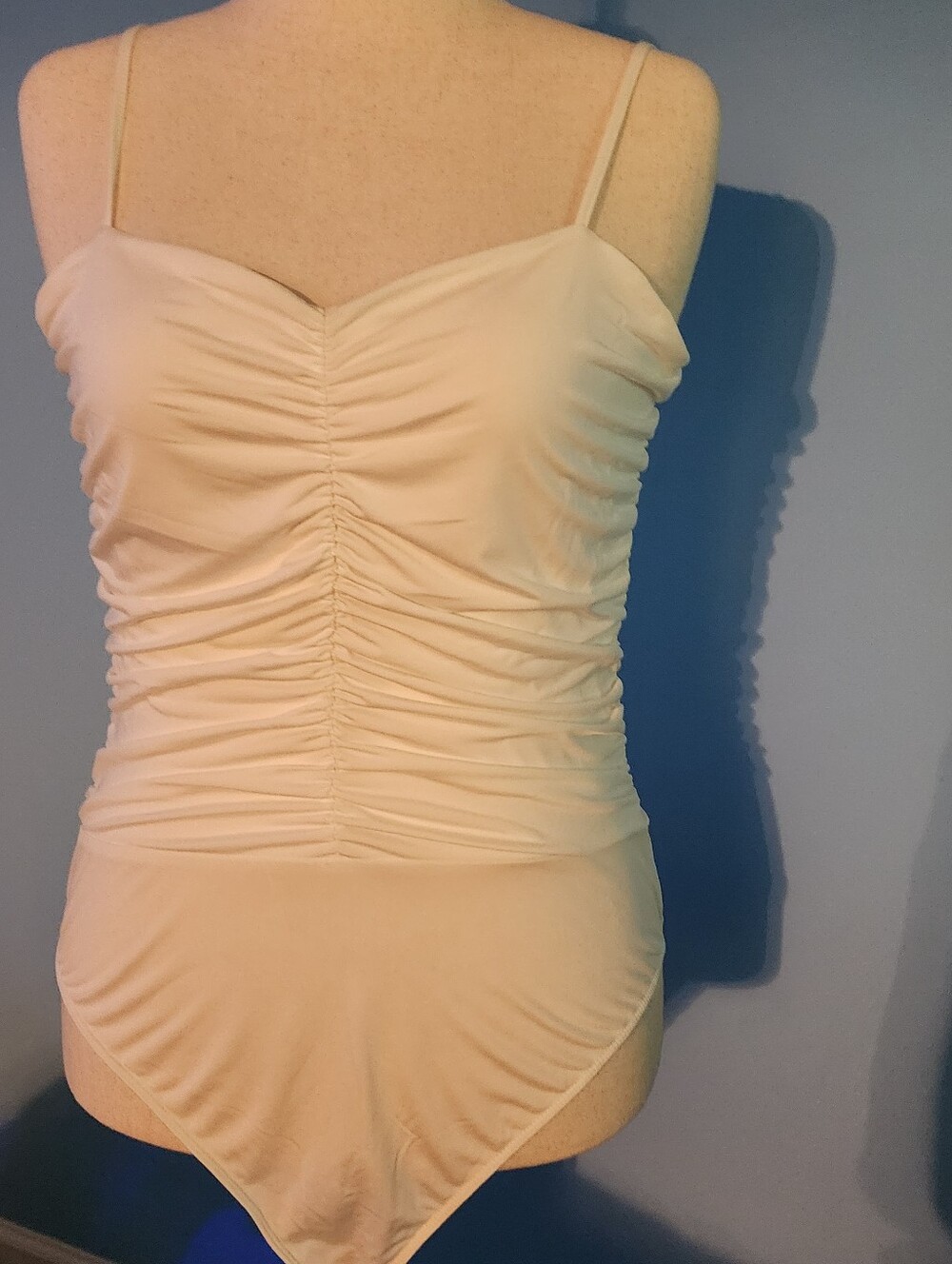 Women’s Cream Ruched Cami Tank Top Bodysuit